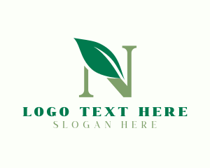 Initial - Eco Leaf Letter N logo design