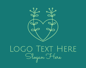Vegetarian - Minimal Heart Plant logo design