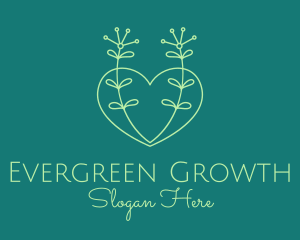 Growing - Minimal Heart Plant logo design