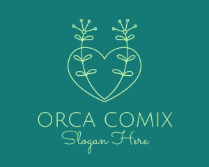 Orchid - Minimal Heart Plant logo design