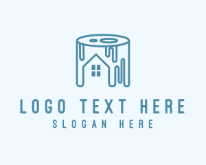 House - House Paint Bucket logo design