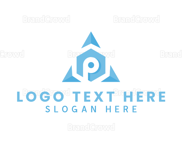 Hexagon Arrow Triangle Letter P Logo