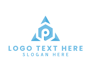Shipping - Hexagon Arrow Triangle Letter P logo design