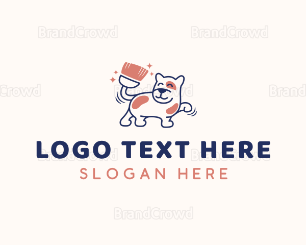Dog Cleaner Broom Logo