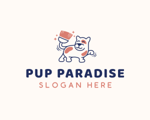 Dog Cleaner Broom logo design