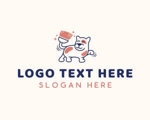Grooming - Dog Cleaner Broom logo design