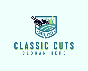 Lawn Mower Yard Grass Cutting logo design