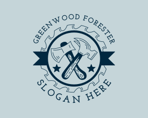 Forester - Axe & Hammer Carpentry logo design