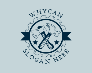 Wood Work - Axe & Hammer Carpentry logo design