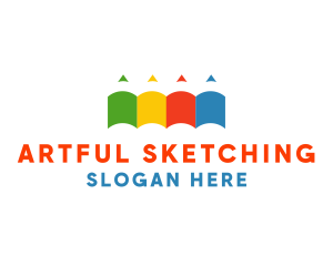Sketching - Color Pencil Books logo design