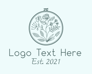 Needleworker - Botanical Nature Embroidery logo design