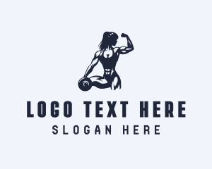 Weightlifter - Woman Dumbbell Fitness logo design