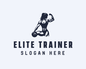 Woman Dumbbell Fitness logo design