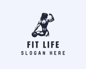 Woman Dumbbell Fitness logo design