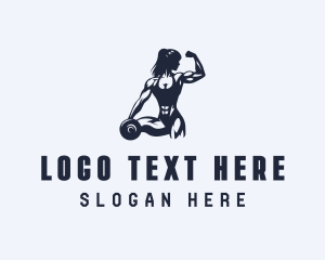 Woman Dumbbell Fitness Logo