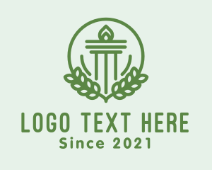 Government - Pillar Laurel Leaf Torch logo design