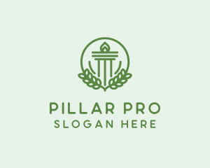 Pillar Laurel Torch logo design