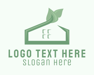 3D Leaf Green House  Logo
