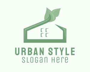 3D Leaf Green House  Logo