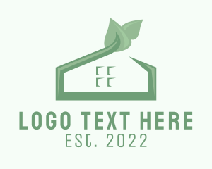 Herbal - 3D Leaf Green House logo design