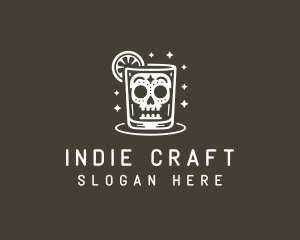 Indie - Skull Cocktail Drink logo design