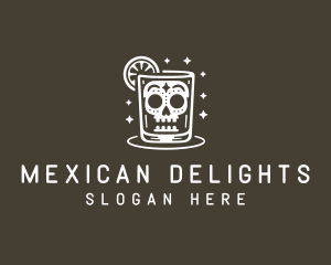 Skull Cocktail Drink logo design