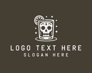 Skull Cocktail Drink Logo