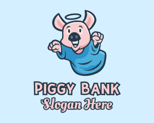 Piggy - Holy Angel Pig Piglet logo design