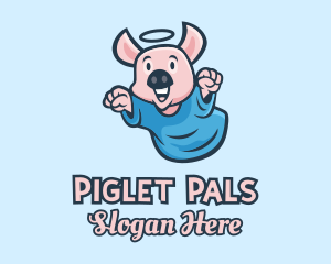 Piglet - Holy Angel Pig Piglet logo design