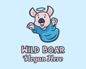 Boar - Holy Angel Pig Piglet logo design