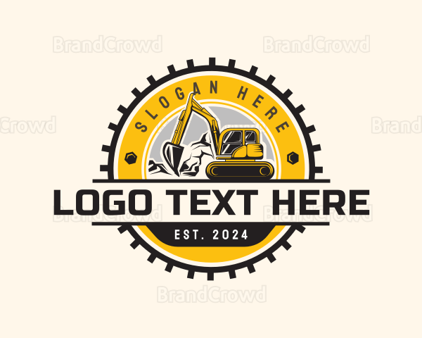 Excavation Backhoe Construction Logo