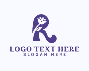Botanical - Eco Flower Letter R logo design