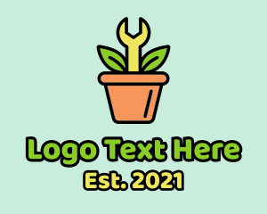Plant - Wrench Pot Plant logo design