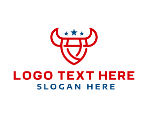 American - Bull Shield Horns logo design