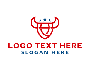 American - Bull Shield Horns logo design