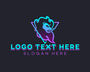 Angry - Neon Gaming Lion logo design