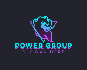 Neon Gaming Lion Logo