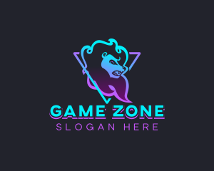 Neon Gaming Lion logo design