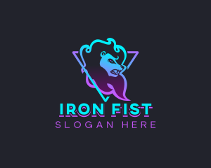 Neon Gaming Lion logo design