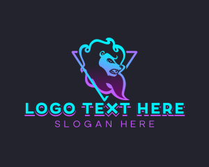 Neon Gaming Lion Logo