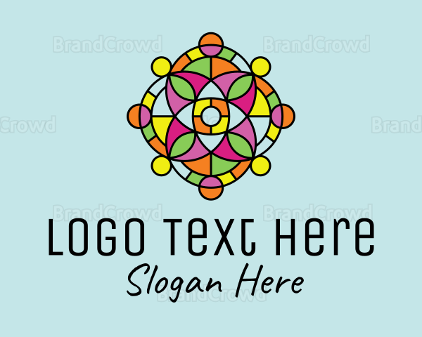 Colorful Floral Stained Glass Logo