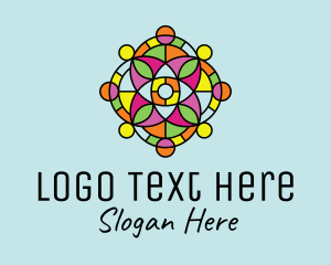 Decorative - Colorful Floral Stained Glass logo design
