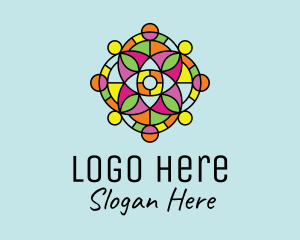Colorful Floral Stained Glass  Logo