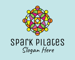 Colorful Floral Stained Glass  Logo