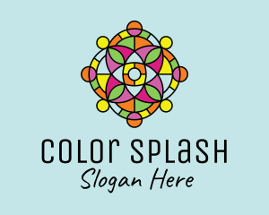 Colorful Floral Stained Glass  logo design