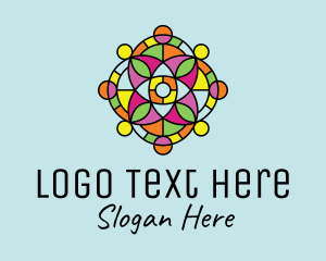 Colorful Floral Stained Glass  Logo