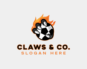 Claws - Flaming Soccer Football logo design