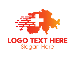 Land - Medical Express Switzerland Map logo design