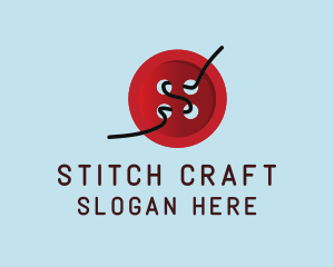 Sew - Red Button Sewing logo design