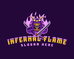 Samurai Sword Flame logo design